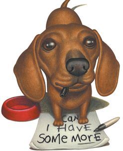 Brown Dachshund with Sharpie and Sign