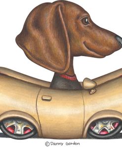 Brown Dachshund Hotdog Car