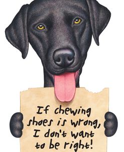 Black Lab Holding Sign