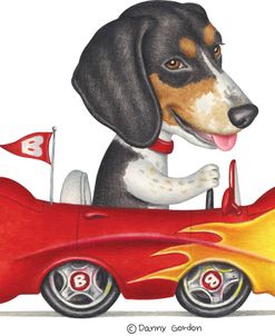 Tri Color Beagle in Bone Car