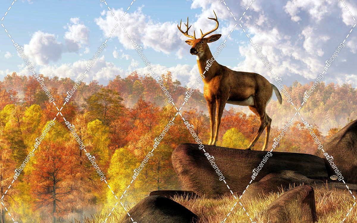 Buck Over Autumn Valley