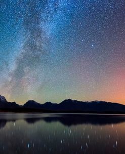 Northern Lights over Jackson Lake Pano