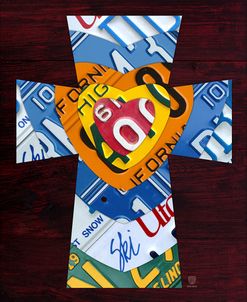 License Plate Art Heart Cross