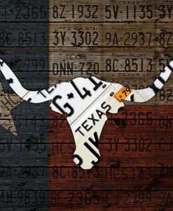 Longhorn Art With Flag