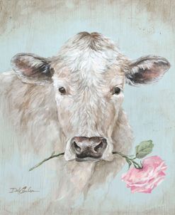 White Cow with Rose