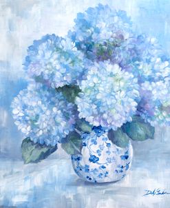 Blue Hydrangeas in Blue and White Vase