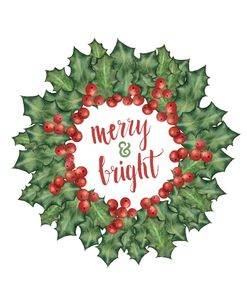 Merry Bright Holly Wreath