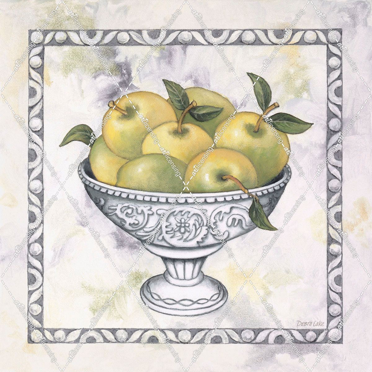 Green Apples In A Silver Bowl