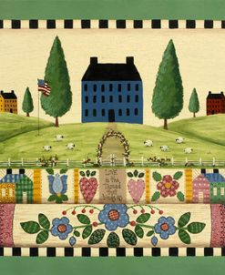 Blue House With Quilts