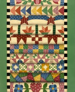 Stack Of Quilts With Light
Green Border 2