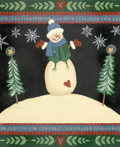 3 Snowmen On Black Background