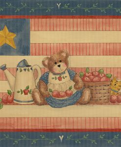 Bear & Apples With Flag Background