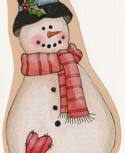 Red Scarf Snowman With Black Hat