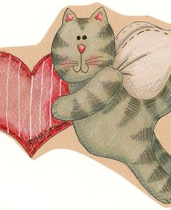 Angel Cat Holding Heart