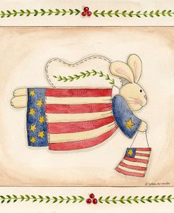 Patriotic Bunny Angel With Flag