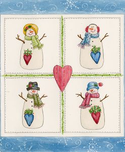 Four Snowmen With Heart Pockets