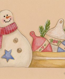 Snowman With Bowl Of Ornaments