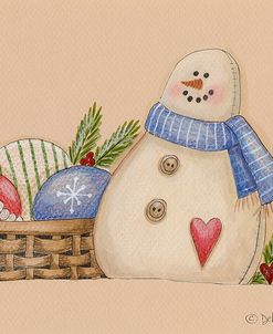 Snowman With Basket Of Ornaments