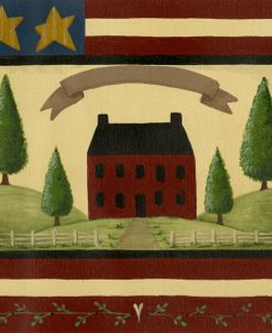 Red House With Flag Border