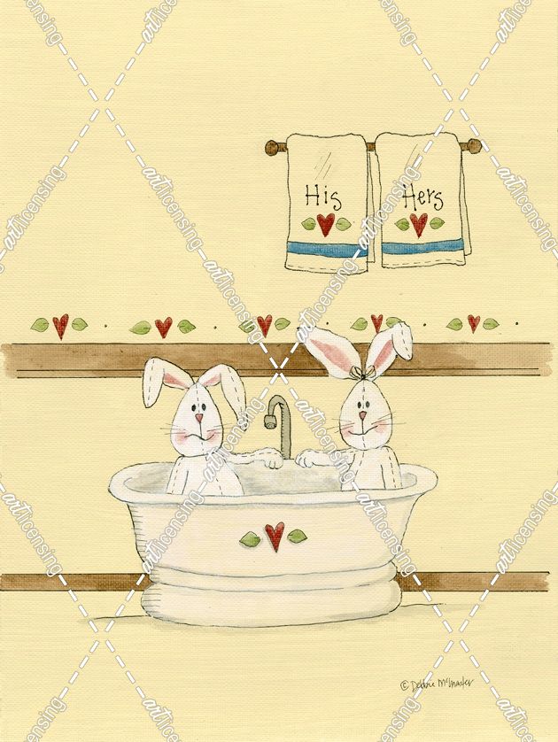 His & Her Bunnies In Tub