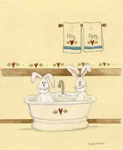 His & Her Bunnies In Tub