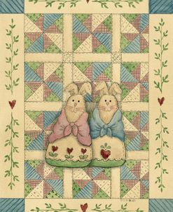 Fabric Bunnies With Quilt – A
