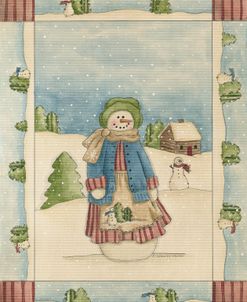 Apron Snowwoman With Snowy Border