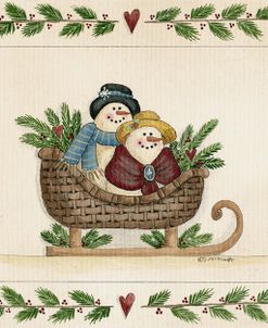 Snow Couple In Sleigh