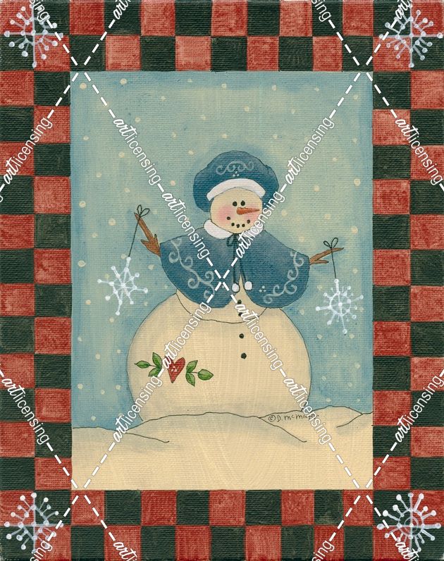 Snowwoman Holding Snowflakes