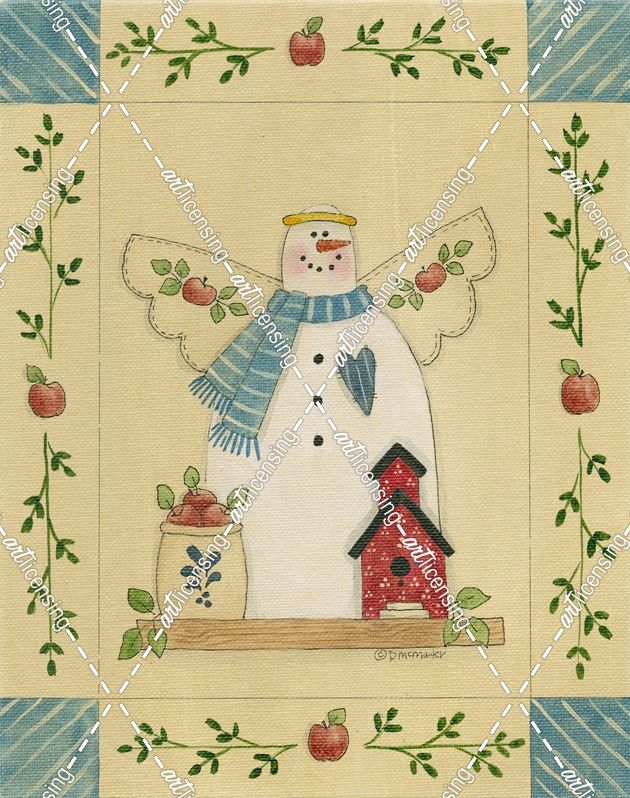 Snowman With Schoolhouse And Crock