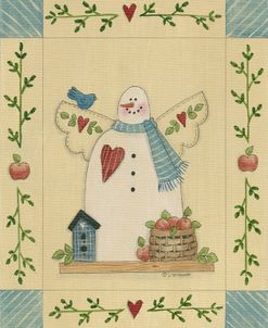 Snowman With Blue House And Basket