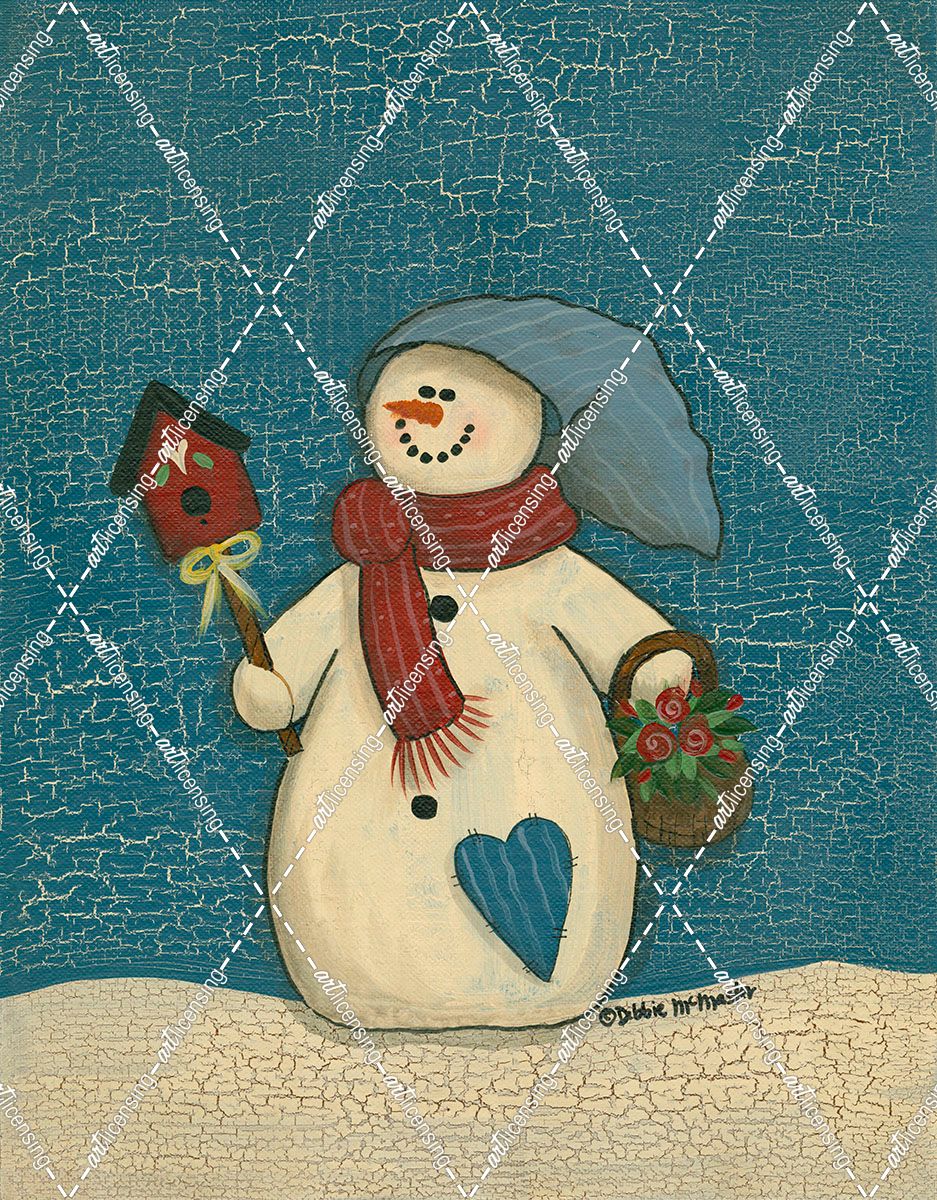 Snowman With Crackle Background