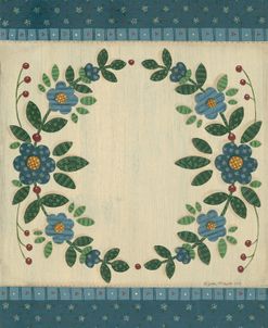 Circle Of Blue Quilt Flowers With Dark Blue Border