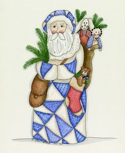 Blue Patchwork Santa