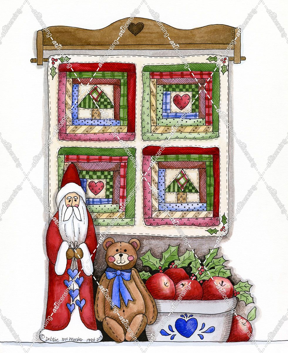 Santa With Bear & Quilt