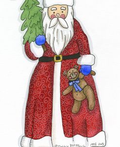Santa With Bear & Tree