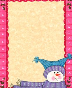 Bright Snowman W/Pink Border