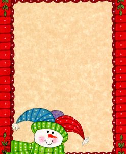 Bright Snowman W/Red Border