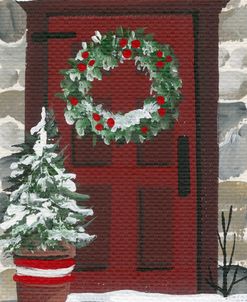 Red Door and Wreath