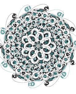 Black and Teal Squirls Mandala