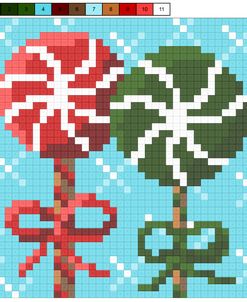 Christmas Lollies Pixel Grid