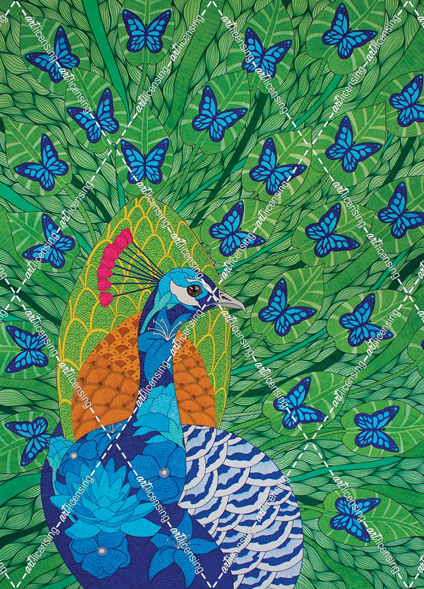 Peacock and Butterflies
