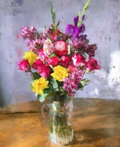 Vase of Flowers on a Rustic Table