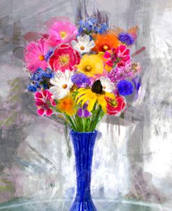 Wildflower Bouquet in a Blue Vase