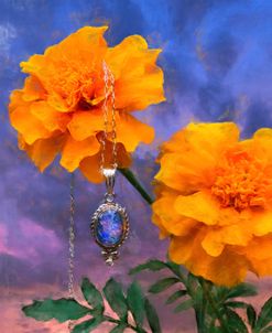 Blue Opal And Orange Marigolds