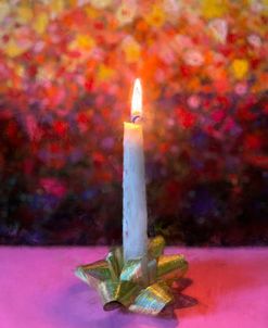 Candle And Bow With Painterly Background