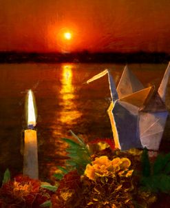 Origami Still Life At Sunset