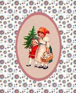 Vintage Xmas Children With Tree