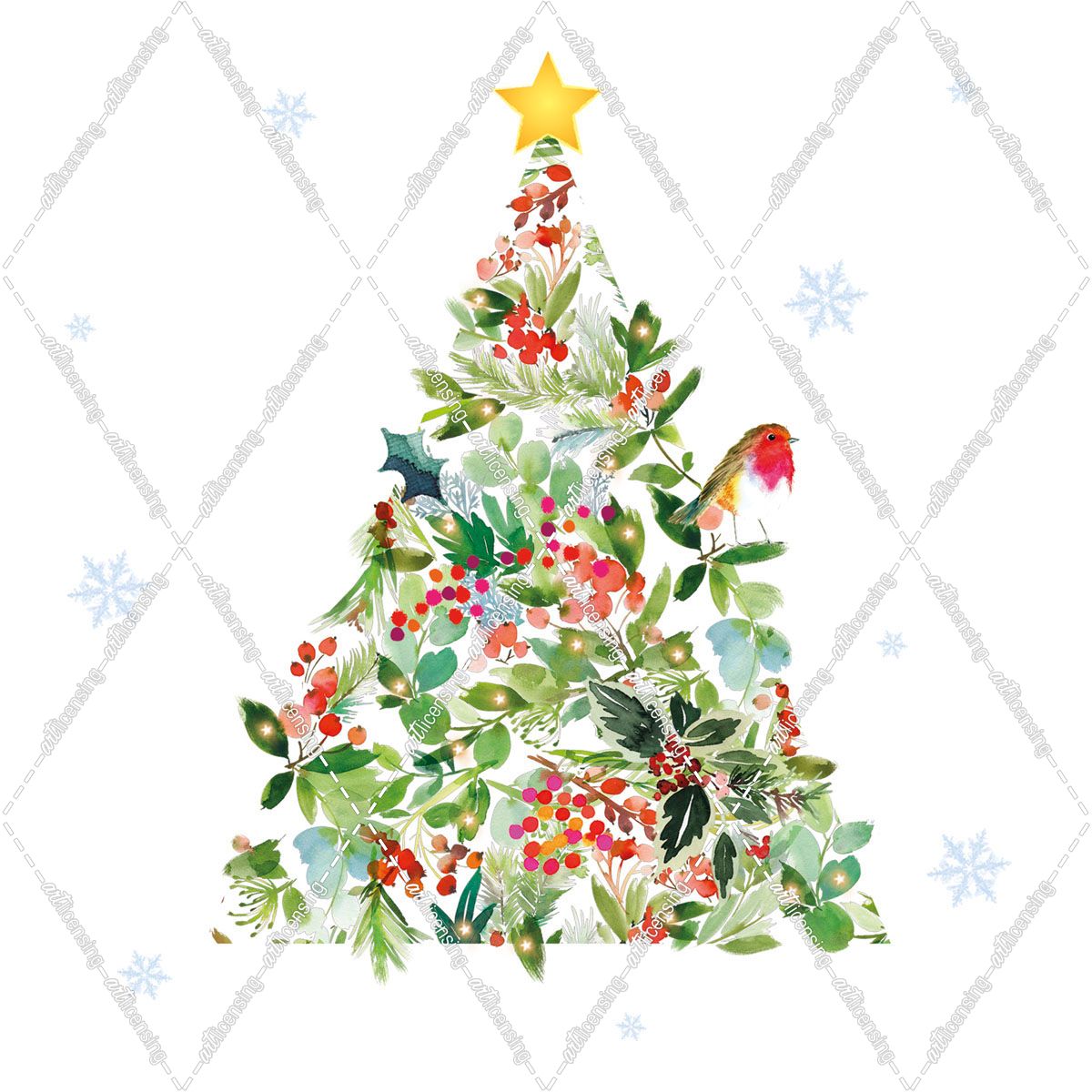 ELX16134 – Robin in Christmas Tree