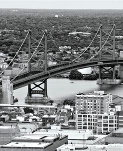 The Benjamin Franklin Bridge (aerial) (b/w)